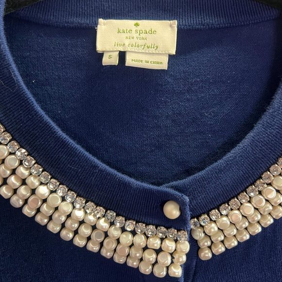 Kate Spade Pearl and Diamond / Crystal navy cardigan - small - Picture 2 of 7